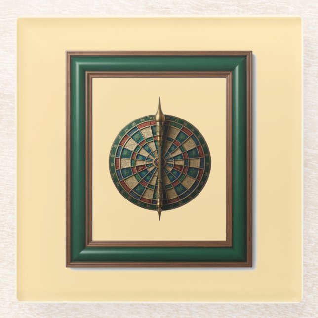 Posavasos De Vidrio Fantasy Dart Board With Futuristic Dart (Anverso)