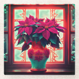 Posavasos De Vidrio Fantasy Poinsettias 