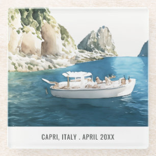 Posavasos De Vidrio Faraglioni Rocks Capri Italia Watercolor Travel
