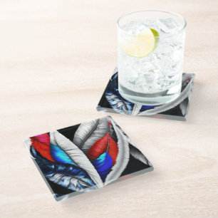 Posavasos De Vidrio Feathers de Estados Unidos