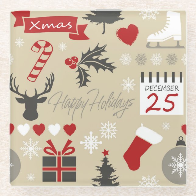 Posavasos De Vidrio Felices Fiestas (Anverso)