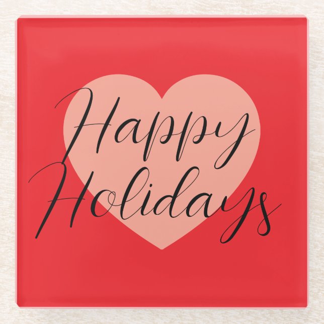 Posavasos De Vidrio Felices Fiestas Feliz Navidad Tiempo de Vacaciones (Anverso)