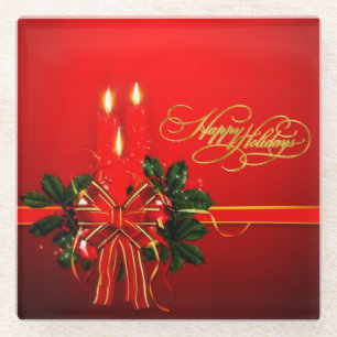 Posavasos De Vidrio Felices Fiestas Porta vasos de vidrio