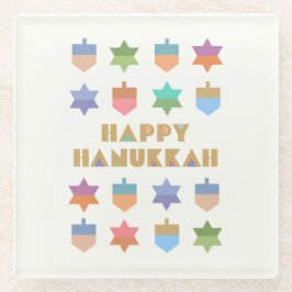 Posavasos De Vidrio Felices sueños y estrellas de Hanukkah
