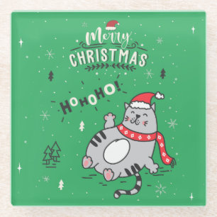 Posavasos De Vidrio Felices y divertidas felicitaciones a los gatos Na