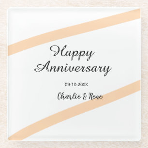 Posavasos De Vidrio Felicitaciones de aniversario de bodas nombre líne