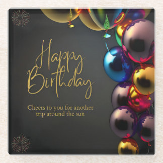 Posavasos De Vidrio Felicitaciones de cumpleaños metálicas