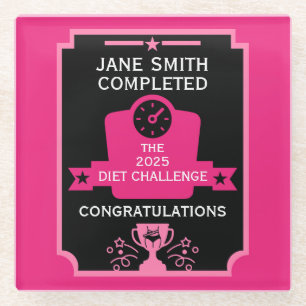 Posavasos De Vidrio Felicitaciones por pérdida de peso