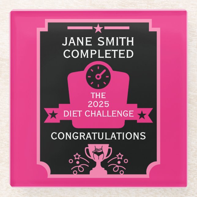 Posavasos De Vidrio Felicitaciones por pérdida de peso (Anverso)