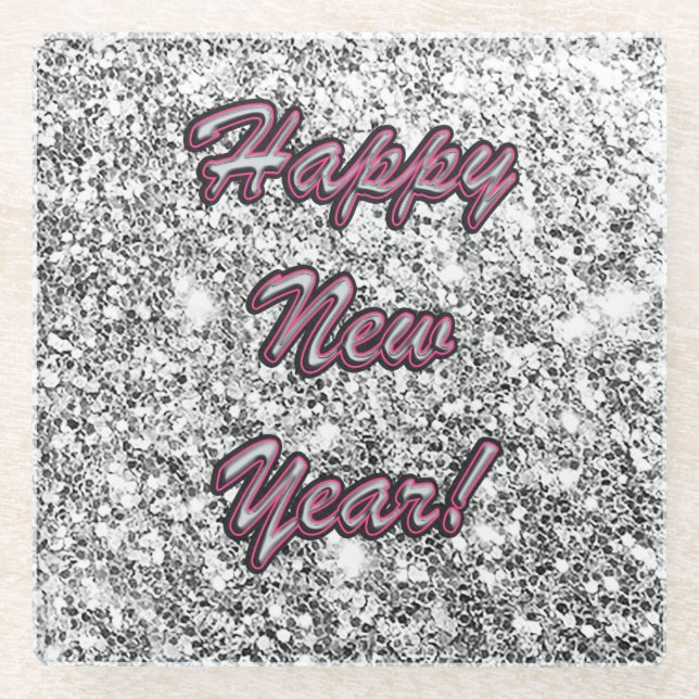 Posavasos De Vidrio Feliz Año Nuevo (Anverso)