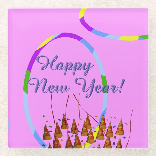 Posavasos De Vidrio Feliz Año Nuevo (Anverso)