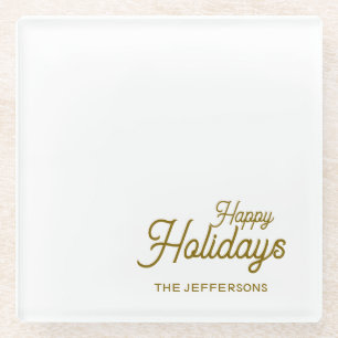 Posavasos De Vidrio Feliz Año Nuevo Feliz Navidad Familiar Estacional