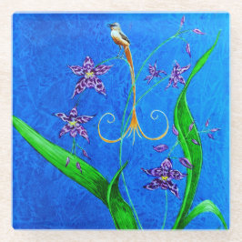 Posavasos De Vidrio Feliz ave orquídea hawaiana