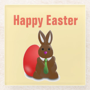 Posavasos De Vidrio Feliz conejito de chocolate de Pascua