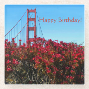 Posavasos De Vidrio ¡Feliz cumpleaños, puente Golden Gate!