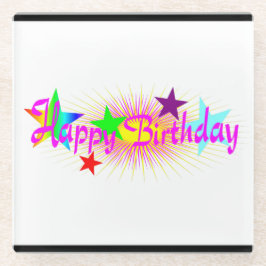Posavasos De Vidrio Feliz cumpleaños y estrellas -