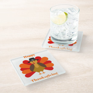 Posavasos De Vidrio Feliz Día de Acción de Gracias