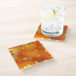Posavasos De Vidrio Feliz Día de Acción de Gracias Coloridas hojas de 