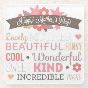 Posavasos De Vidrio Feliz Día de la Madre