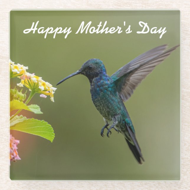 Posavasos De Vidrio Feliz Día de la Madre, Hummingbird Coaster (Anverso)