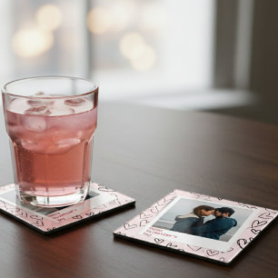 Posavasos De Vidrio Feliz Día de San Valentín Moderna y elegante foto