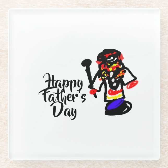 Posavasos De Vidrio Feliz Día del Padre (Anverso)