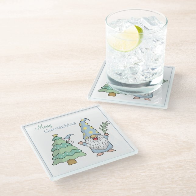 Posavasos De Vidrio Feliz GnomeMas Navidad Árbol Gnome vacaciones (Angular)
