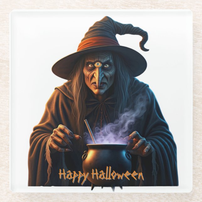 Posavasos De Vidrio Feliz Halloween (Anverso)
