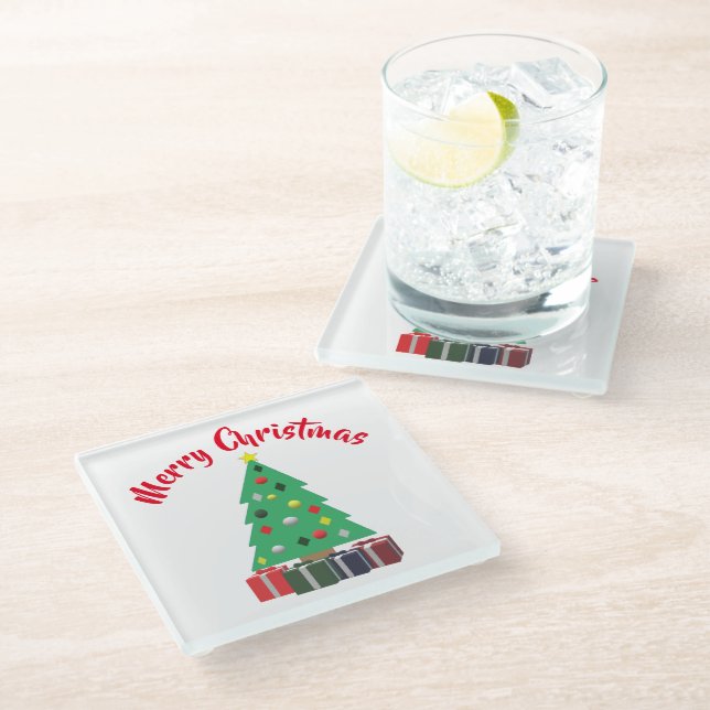 Posavasos De Vidrio Feliz Navidad (Angular)