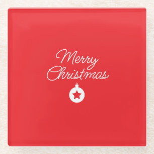 Posavasos De Vidrio Feliz Navidad Clásica Única Llanura Minimalista