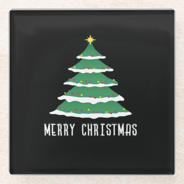 Posavasos De Vidrio Feliz Navidad Clásico (Anverso)
