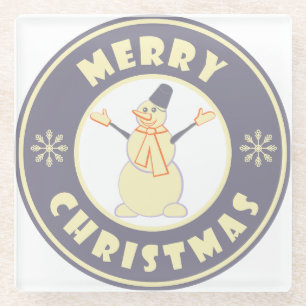 Posavasos De Vidrio Feliz Navidad feliz estilo de café famoso de nieve