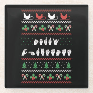 Posavasos De Vidrio Feliz Navidad - LSA Lengua de Señas Americana I