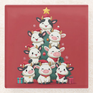 Posavasos De Vidrio Feliz Navidad Moo