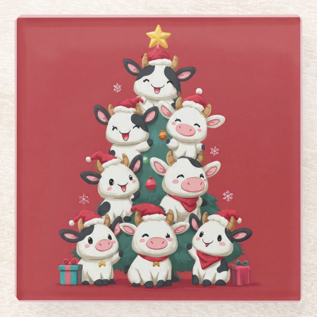 Posavasos De Vidrio Feliz Navidad Moo (Anverso)