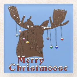 Posavasos De Vidrio Feliz Navidad Moose Glass Coaster
