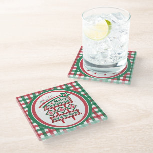 Posavasos De Vidrio Feliz Navidad Retro Marquee - Alegría al mundo
