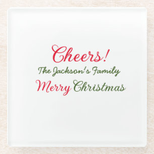 Posavasos De Vidrio feliz navidad saludos agregar nombre de familia te