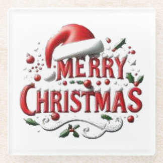 Posavasos De Vidrio Feliz Navidad Sombrero de Santa