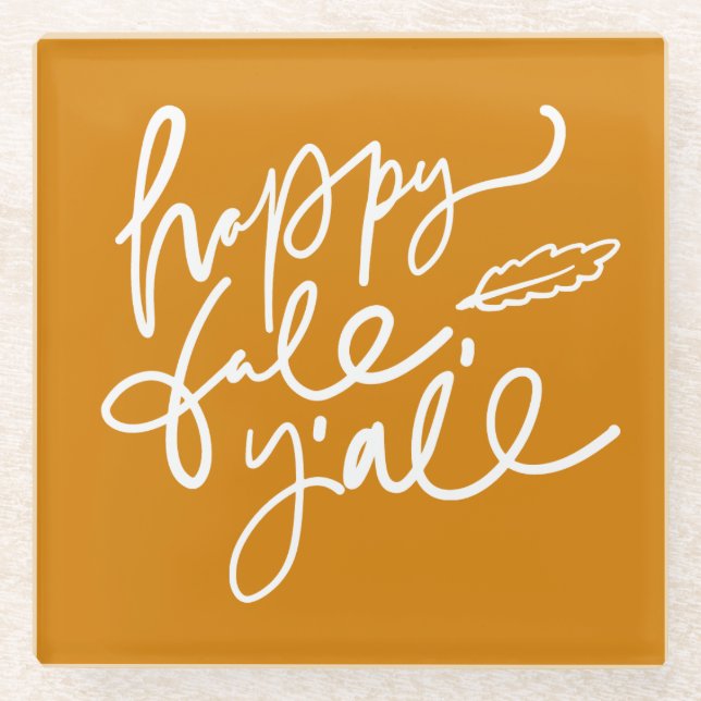 Posavasos De Vidrio Feliz otoño (Anverso)