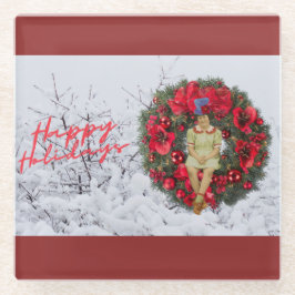 Posavasos De Vidrio Festividad de los Navidades de Chicas de la Vintag