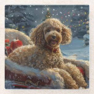 Posavasos De Vidrio Festividad de los Navidades de perro canino
