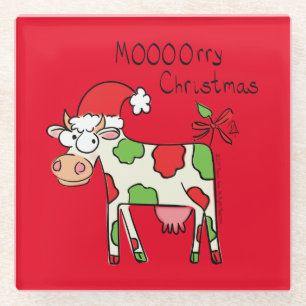 Posavasos De Vidrio Festividad de Navidades Personalizados de vacas di