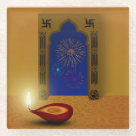 Posavasos De Vidrio Festividad feliz Diwali fuegos artificiales - Pasc