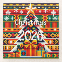 Posavasos de vidrio festivo de Navidad con patrón 