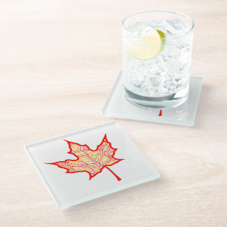 Posavasos De Vidrio Fiery Leaves