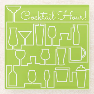 Posavasos De Vidrio Fiesta de cócteles verde limón