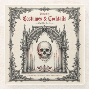 Posavasos De Vidrio Fiesta de Halloween Gótico Elegante Cráneo