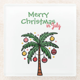Posavasos De Vidrio Fiesta de Navidad de verano en Julio