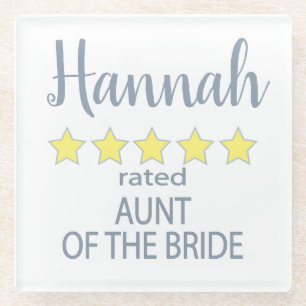 Posavasos De Vidrio Fiesta de novias y bodas 5 estrellas tía de novia